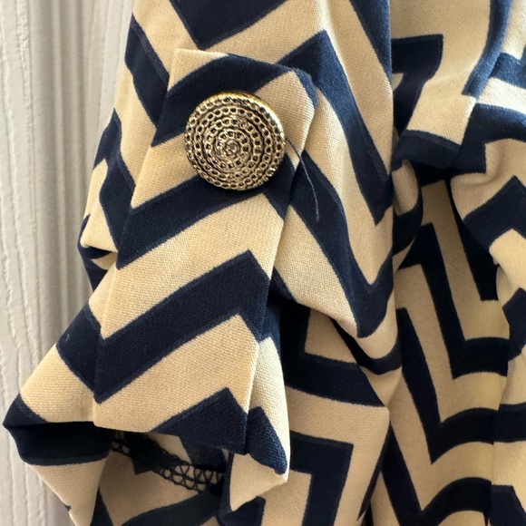 Everly Navy & Tan Chevron Women’s Mini Dress / Long Top with Gold Hardware - Picture 4 of 4